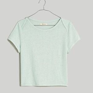 Madewell Contrast Bib Casual Crop Everyday Stretch Tee Iced Mint NWT M